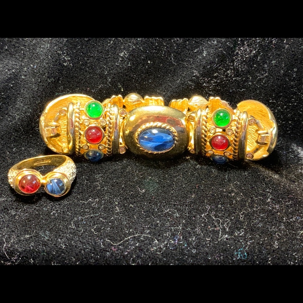 Vintage 90s costume jewelry bracelet and ring set